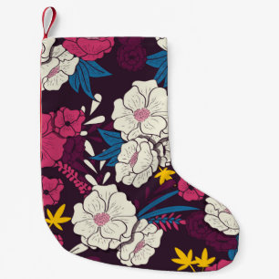 Petite Chaussette De Noël jungle florale avec serpents motif vintage, tropic