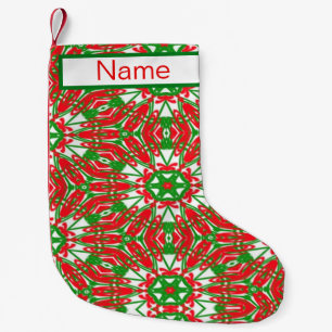 Petite Chaussette De Noël Kaleidoscope rouge, vert et blanc