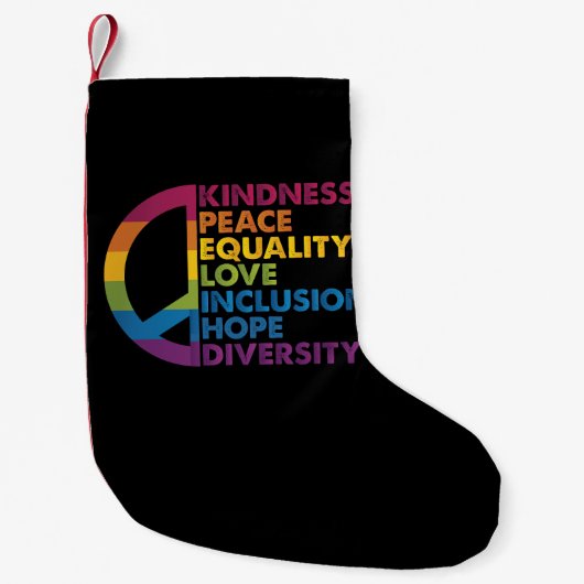 Petite Chaussette De Noël Kindness Peace Equality Love Inclusion Hope Divers (Devant)