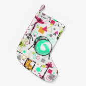 Petite Chaussette De Noël Kit Tambour : Aquarelle Memphis Retro. (Devant (Accrochage))