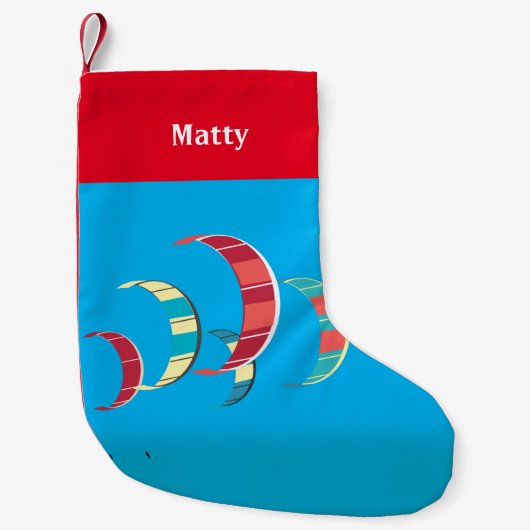 Petite Chaussette De Noël Kite surf bleu et rouge  (Devant)