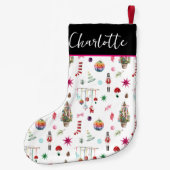 Petite Chaussette De Noël Kitsch Noël | Monogramme Rétro (Dos)