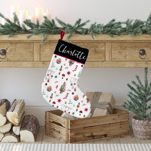 Petite Chaussette De Noël Kitsch Noël | Monogramme Rétro