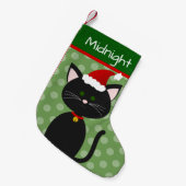 Petite Chaussette De Noël Kitty noir avec chapeau de Santa (Devant (Accrochage))
