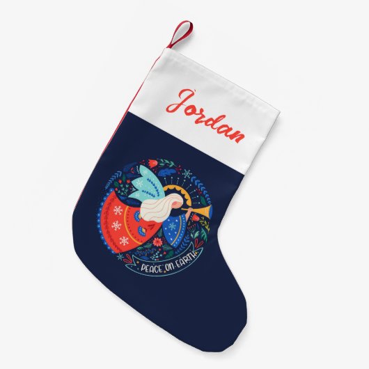 Petite Chaussette De Noël La paix sur Terre Angel Design (Devant (Accrochage))