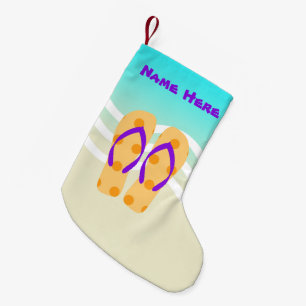 Petite Chaussette De Noël La plage tropicale ondule des vacances de Noël