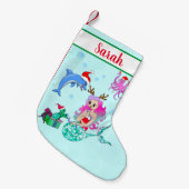 Petite Chaussette De Noël La Sirène de Noël ouvre les cadeaux (Devant (Accrochage))