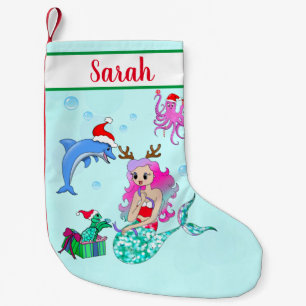 Petite Chaussette De Noël La Sirène de Noël ouvre les cadeaux