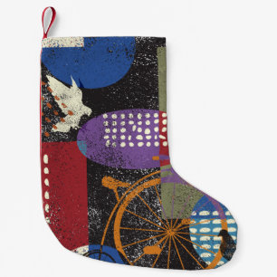 Petite Chaussette De Noël La ville grogne abstrait, sans couture motif vinta