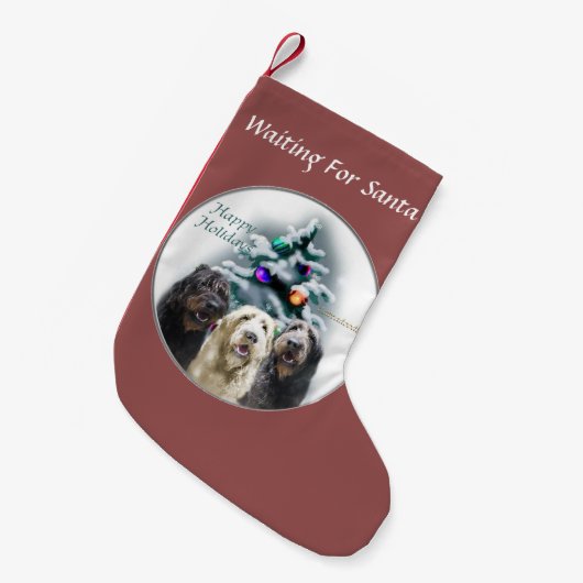 Petite Chaussette De Noël Labradoodle Trio Noël (Devant (Accrochage))