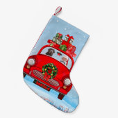 Petite Chaussette De Noël Labrador Chien En Voiture Avec Le Père Noël (Devant (Accrochage))
