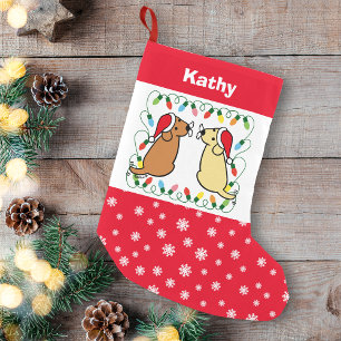 Petite Chaussette De Noël Labrador jaune et renard rouge Labrador Santas