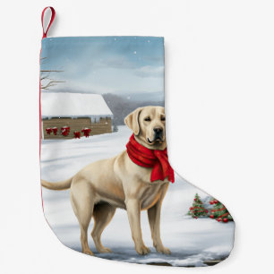 Petite Chaussette De Noël Labrador Retriever Dog in Snow Christmas
