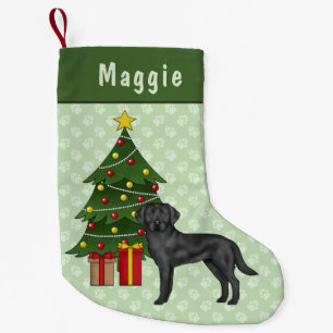 Petite Chaussette De Noël Labrador Retriever noir avec arbre de Noël