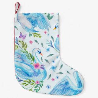 Petite Chaussette De Noël Lac de cygne, aquarelle mignonne motif sans coutur
