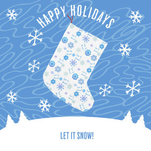 Petite Chaussette De Noël Laisser il neige bleu couleur choix Arrière - plan