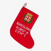 Petite Chaussette De Noël Latitude Longitude Blason de Barcelone (Devant (Accrochage))