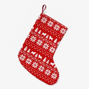 Petite Chaussette De Noël Le carlin silhouette le motif de style de chandail