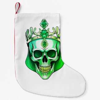 Petite Chaussette De Noël Le crâne roi vert avec une couronne juive