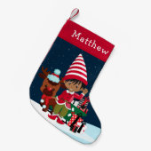 Petite Chaussette De Noël Le Garçon d'Elf multiculturel de Rudolph (Devant (Accrochage))
