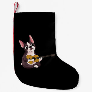 Petite Chaussette De Noël Le Guitariste français Bulldog