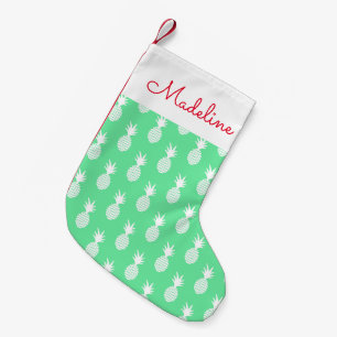 Petite Chaussette De Noël Le motif   de menthe d'ananas ajoutent votre nom