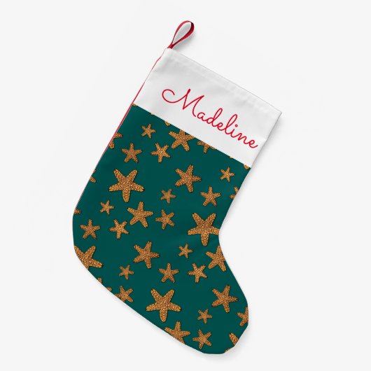 Petite Chaussette De Noël Le motif orange | d'étoiles de mer ajoutent votre (Devant (Accrochage))
