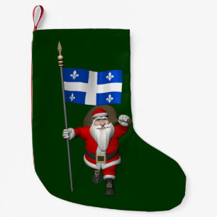 Petite Chaussette De Noël Le Père Noël Avec L'Ensigne Du Québec CDN