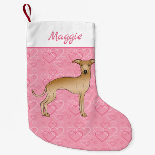 Petite Chaussette De Noël Le Petit Chien Grison Italien Sur Le Coeur Rose