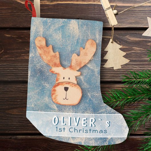 Petite Chaussette De Noël Le premier Noël du Bébé du Cerf mignon