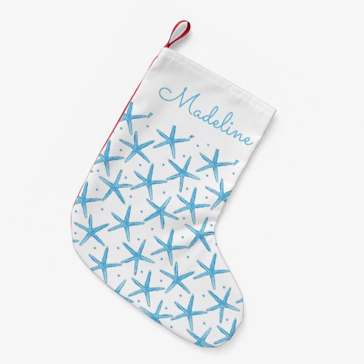 Petite Chaussette De Noël Le profil sous convention astérisque bleu de mer (Devant (Accrochage))
