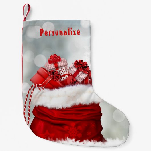 Petite Chaussette De Noël L'élégant sac-cadeau Père Noël présente Noël (Devant)