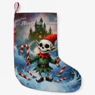 Petite Chaussette De Noël L'elfe de Noël squelettique – Sombre fête de fin d