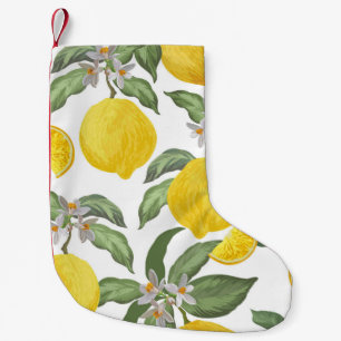 Petite Chaussette De Noël Lemon seamless vintage pattern. Tropical fruit bac