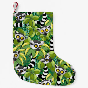 Petite Chaussette De Noël Lémuriens de Madagascar dans une jungle exotique