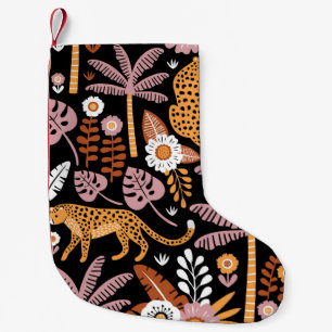 Petite Chaussette De Noël Leopards Palms Vintage Motif sans couture