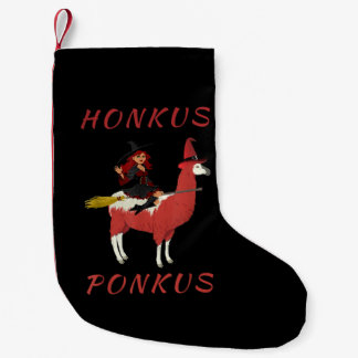 Petite Chaussette De Noël Les amoureux de Llama | Honkus Ponkus Witch Riding