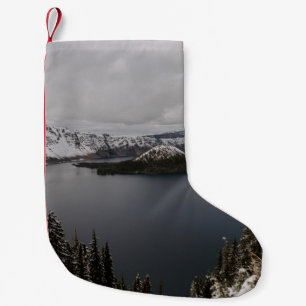 PETITE CHAUSSETTE DE NOËL LES ARBRES SUR LA MONTAGNE COUVERTE DE NEIGE PRÈS
