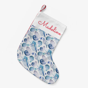 Petite Chaussette De Noël Les coquilles d'aquarelle   ajoutent votre nom