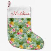 Petite Chaussette De Noël Les fleurs et les ananas tropicaux | ajoutent (Devant)