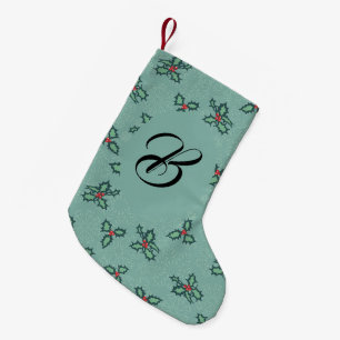 Petite Chaussette De Noël Les flocons de neige et le houx. Personnalisé avec