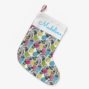 Petite Chaussette De Noël Les paumes grunges d'ananas ajoutent votre nom