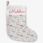 Petite Chaussette De Noël Les rétros Flamants roses sur des rayures de (Devant)