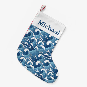 Petite Chaussette De Noël Les vagues de résumé   ajoutent votre nom