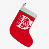 Petite Chaussette De Noël Lettre D Noël Monogramme Nom initial Rouge Blanc (Devant (Accrochage))
