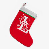 Petite Chaussette De Noël Lettre L Noël Monogramme Nom initial Rouge Blanc (Devant (Accrochage))