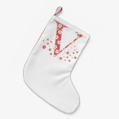 Petite Chaussette De Noël Lettre Motif aux fleurs V(rouge) (Devant (Accrochage))