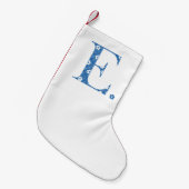 Petite Chaussette De Noël LETTRE Motif Fleur E(bleu) (Devant (Accrochage))