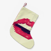 Petite Chaussette De Noël Lèvres rouges faites de petits triangles, pixelisa (Devant (Accrochage))