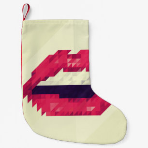 Petite Chaussette De Noël Lèvres rouges faites de petits triangles, pixelisa